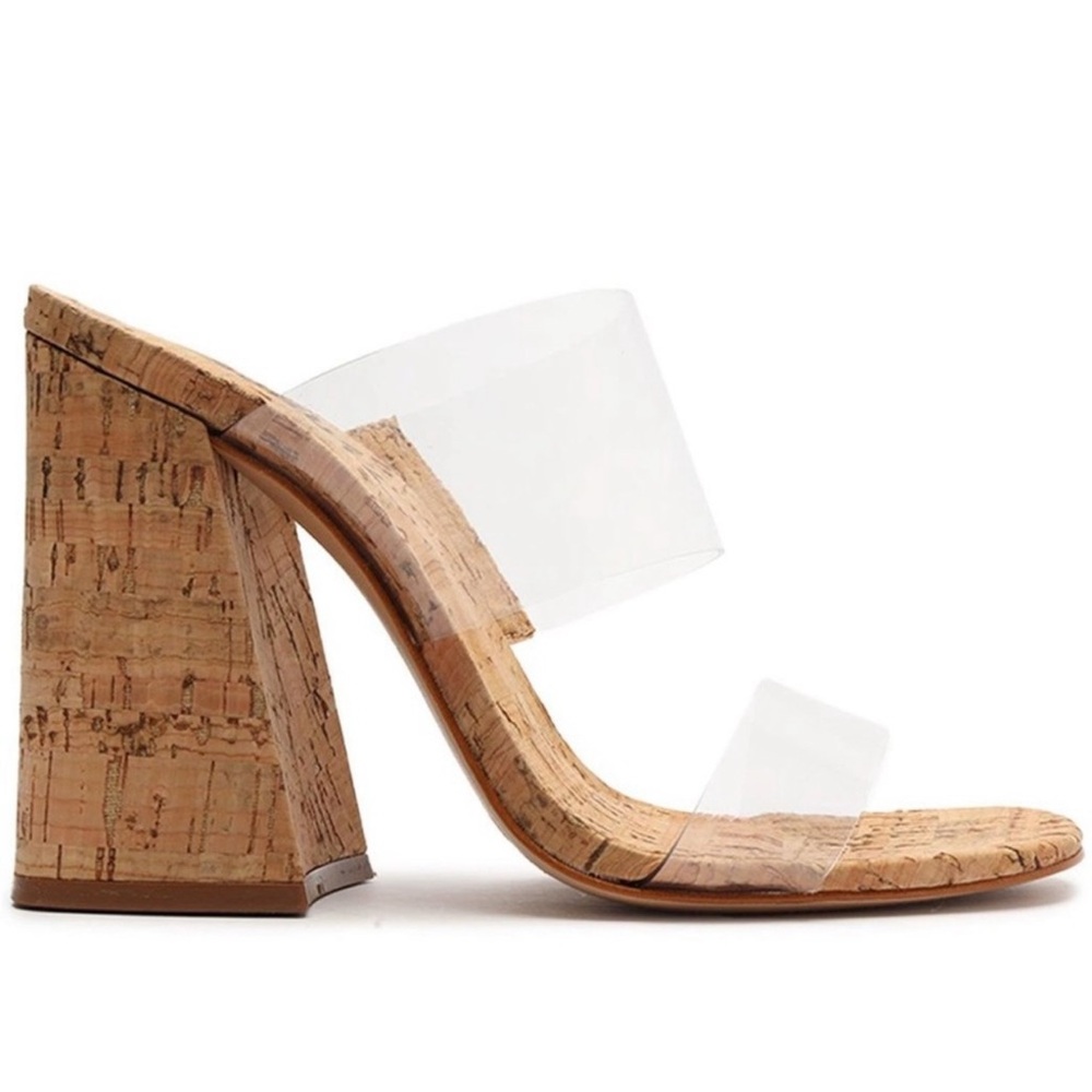 Schutz Victorie Cork Vinyl Heel Sandal